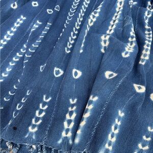 Vintage African Indigo Denim Shibori Mudcloth 56” L x 41” W Textile | No. 162